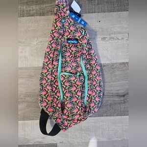 Kavu Flamingo Pattern Sling Bag - Pink and Black